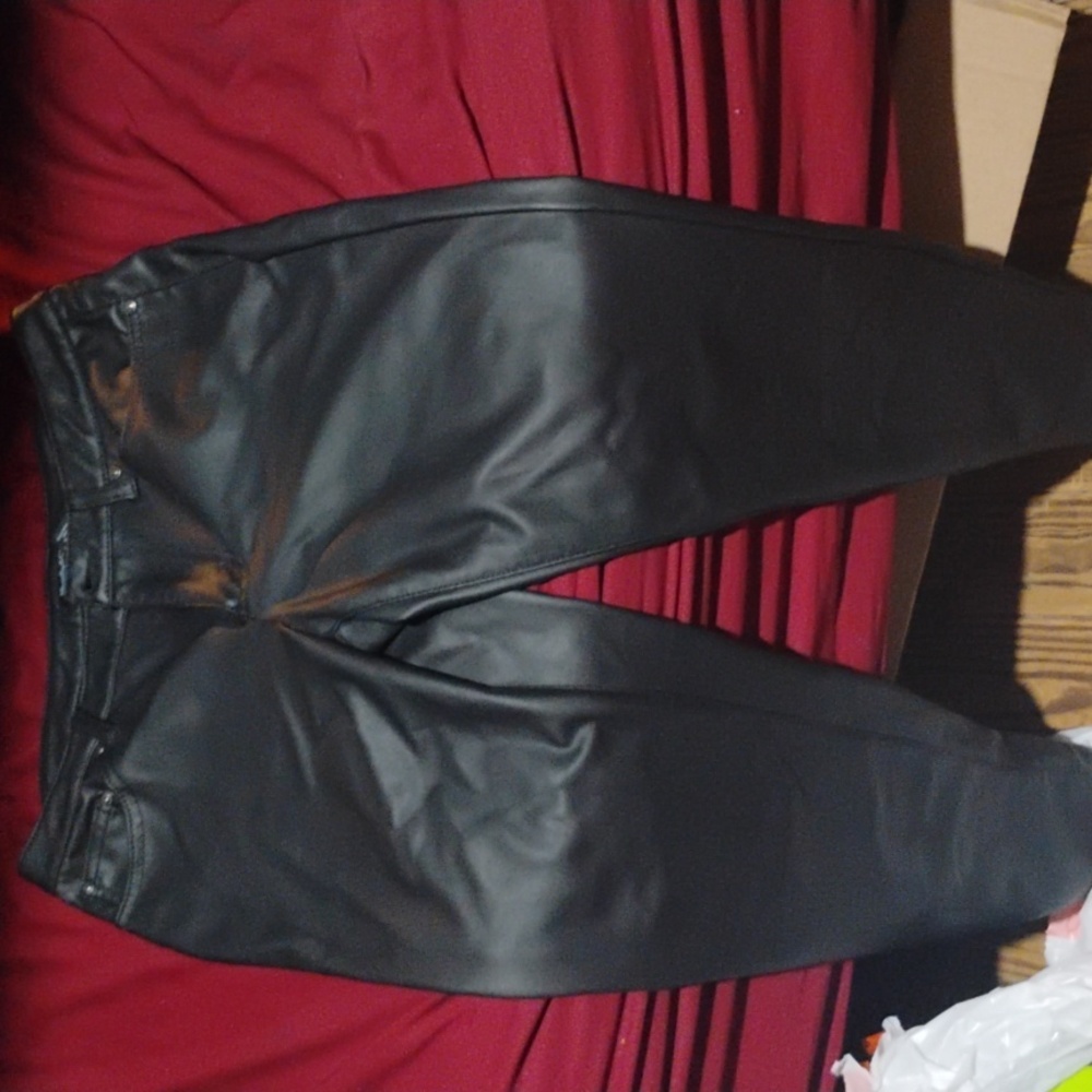 Black polyester pants